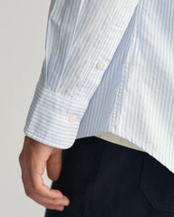 Slim Fit Banker Stripe CLASSIC SHORT SLEEVE Oxford Shirt LIGHT BLUE / S