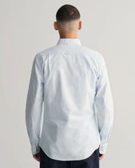 Slim Fit Banker Stripe CLASSIC SHORT SLEEVE Oxford Shirt LIGHT BLUE / S