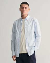 Slim Fit Banker Stripe CLASSIC SHORT SLEEVE Oxford Shirt LIGHT BLUE / S