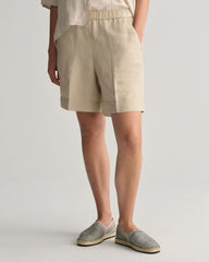 Relaxed Fit Linen Blend Pull-On Shorts 34 / DRY SAND