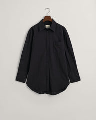 Relaxed Fit Seersucker Striped Shirt Black / 32