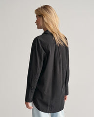 Relaxed Fit Seersucker Striped Shirt Black / 32