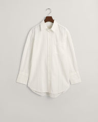 Relaxed Fit Seersucker Striped Shirt 32 / WHITE