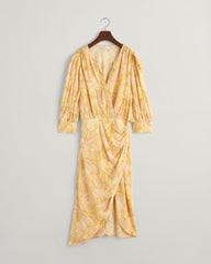 Regular Fit Magnolia Print Wrap Dress Dusty Yellow / 32
