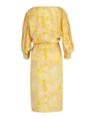 Regular Fit Magnolia Print Wrap Dress Dusty Yellow / 32