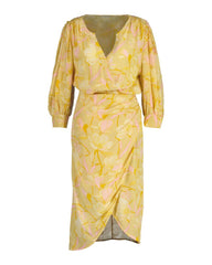 Regular Fit Magnolia Print Wrap Dress Dusty Yellow / 32