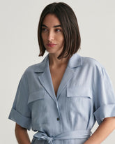 Pocket Short Sleeve Shirt Dress Dove Blue / 32
