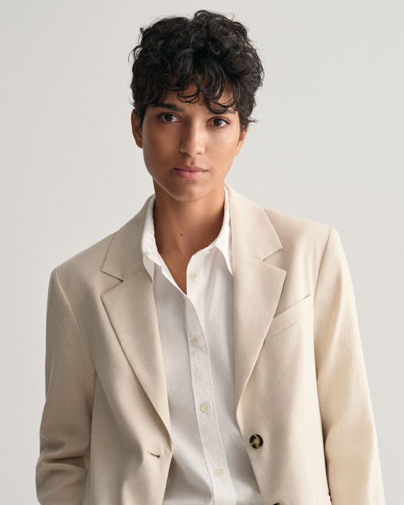 Regular Fit Stretch Linen Blazer Soft Oat / 34