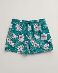 Oleander Print Swim Shorts Ocean Turquoise / S