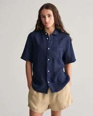 Teens Linen Short Sleeve Shirt '134/140 / MARINE