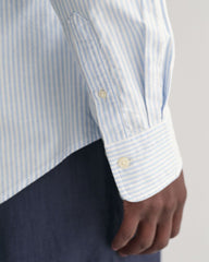 Slim Fit Banker Stripe CLASSIC SHORT SLEEVE Oxford Shirt LIGHT BLUE / S