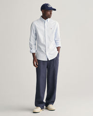 Slim Fit Banker Stripe CLASSIC SHORT SLEEVE Oxford Shirt LIGHT BLUE / S