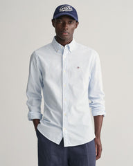 Slim Fit Banker Stripe CLASSIC SHORT SLEEVE Oxford Shirt LIGHT BLUE / S