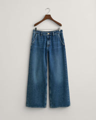 Low-Waisted Wide Leg Jeans Mid Blue Vintage / 29