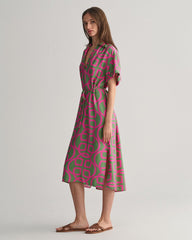 Monogram Print Short Sleeve Caftan Perky Pink / 32