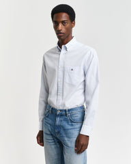 REGULAR Fit CLASSIC SHORT SLEEVE Banker Stripe Poplin Shirt LIGHT BLUE / S