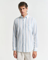 Gant Regular Fit Bold Striped Cotton Linen Shirt