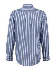 REGULAR Fit Striped Cotton Linen Shirt RICH BLUE / XS