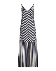 MAXI CHEVRON STRIPED STRAP DRESS EVENING BLUE / 34