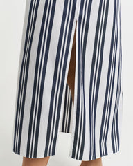 OVERSIZED STRIPED CAFTAN DRESS CLASSIC BLUE / 34