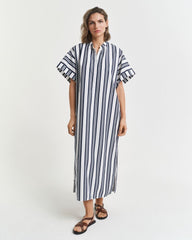 OVERSIZED STRIPED CAFTAN DRESS CLASSIC BLUE / 34