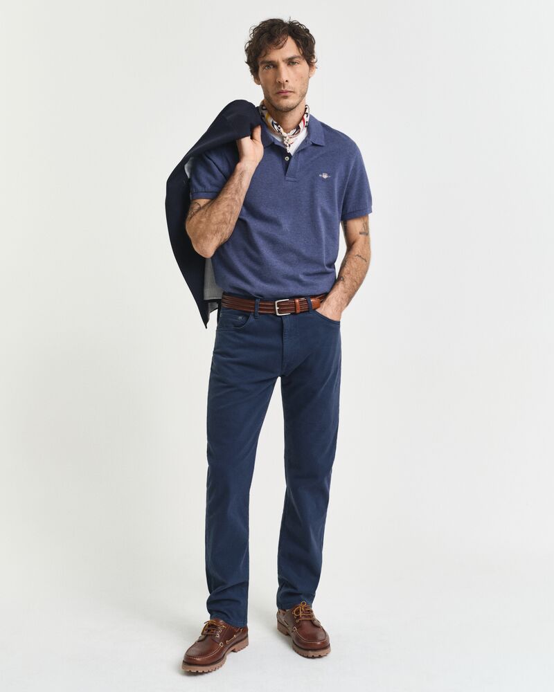 REGULARular Fit Shield Piqué Polo Shirt DK JEANSBLUE MELANGE / S