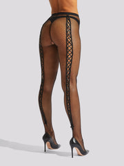Ann Summers Lace Up Back Fishnet Crotchless Tights