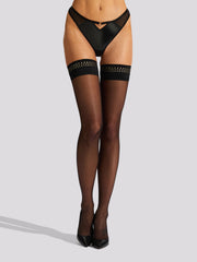 Ann Summers Studded Plain Top Hold Ups Black