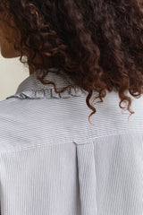 Regular Ctn Frill Collar Stripe Shirt