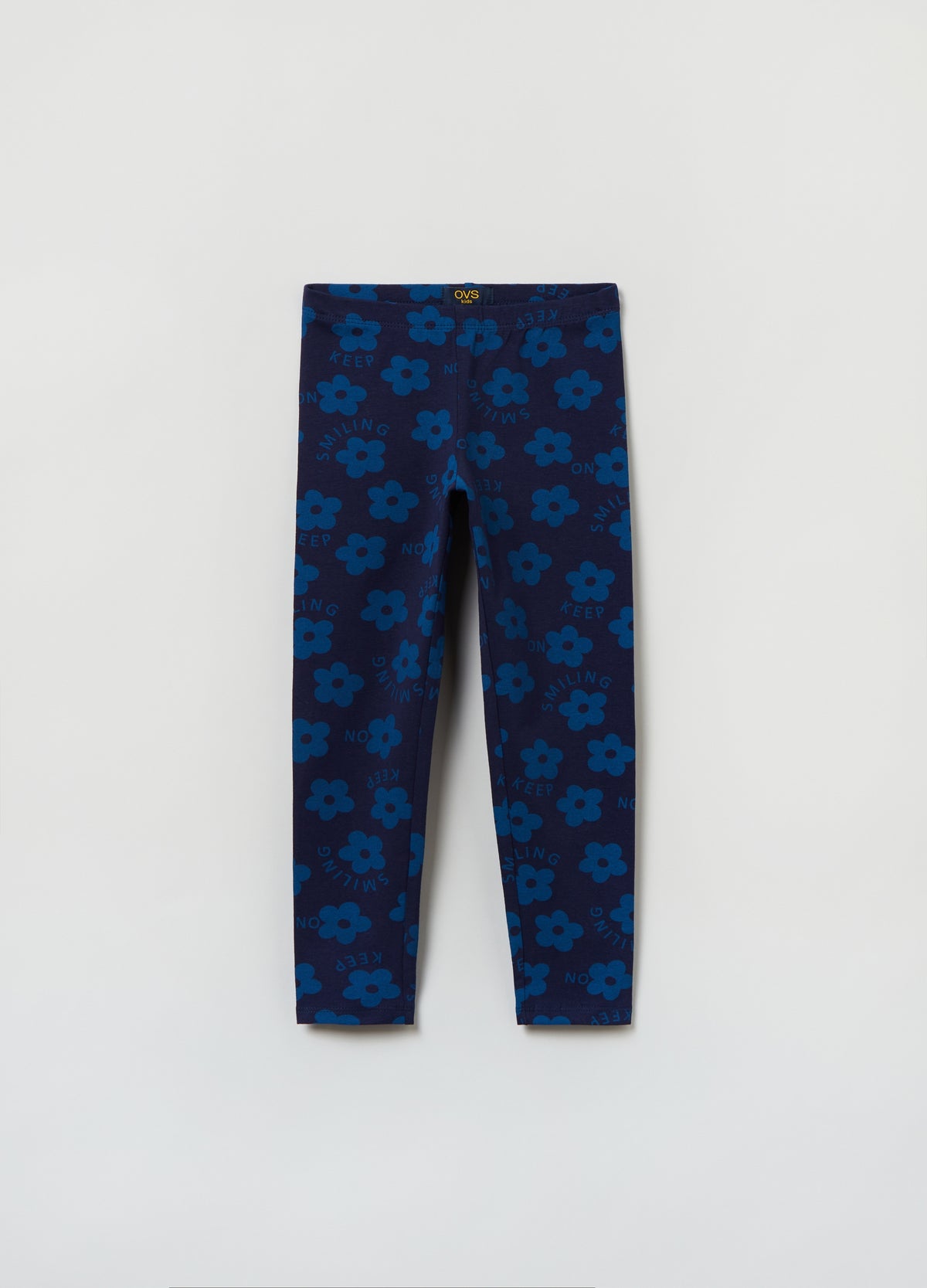 Ovs Kid Girls Stretch Cotton Leggings With Floral Print