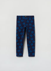Ovs Kid Girls Stretch Cotton Leggings With Floral Print