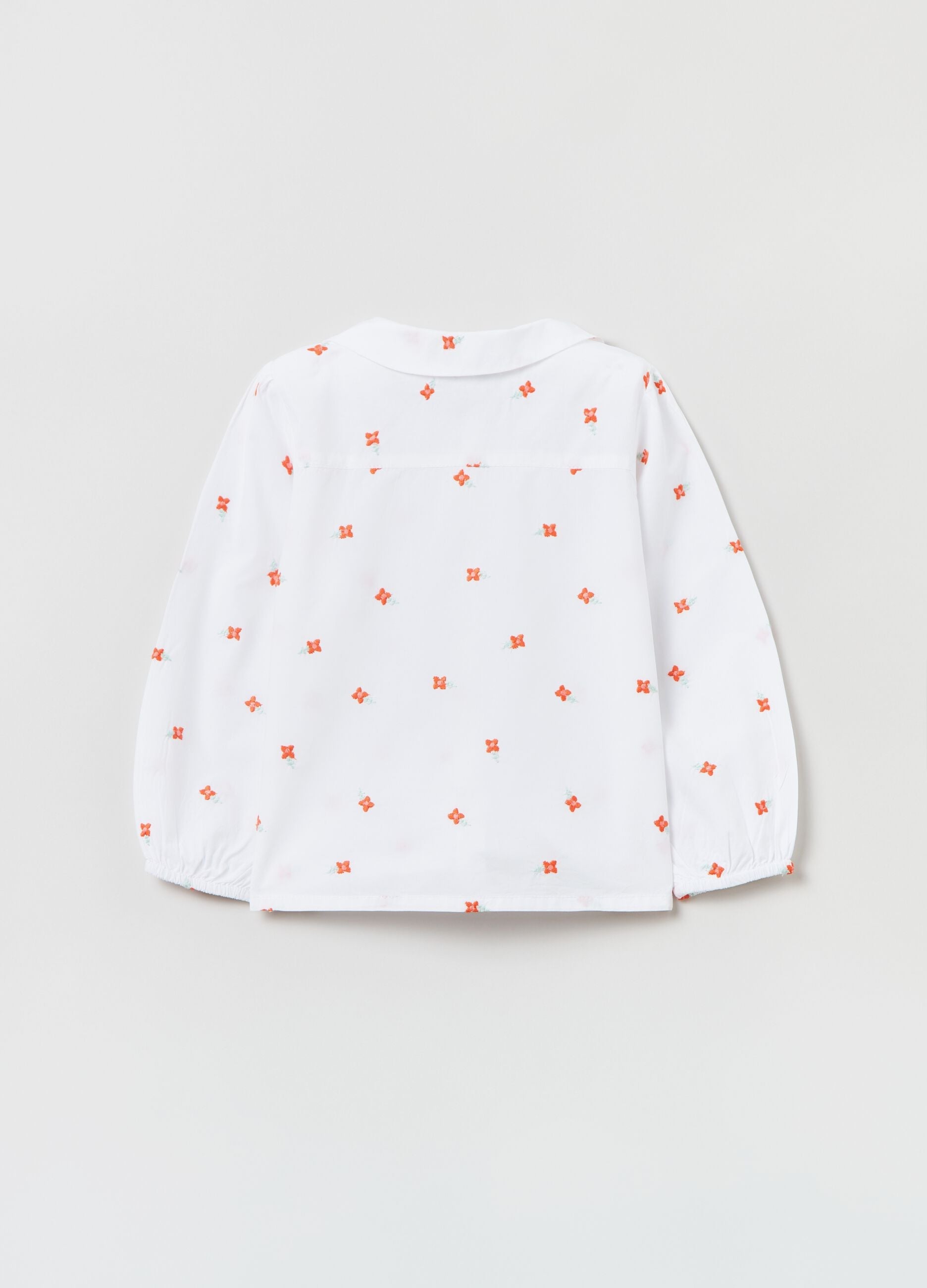 Ovs Cotton Shirt With Small Flowers Embroidery Ovs Cotton Shirt With Small Flowers Embroidery