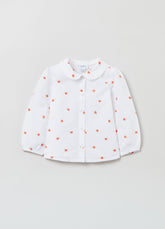 Ovs Cotton Shirt With Small Flowers Embroidery