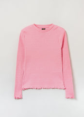 Ovs Long-Sleeved T-Shirt With Scalloped Trims