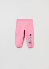 Ovs Stretch Cotton Joggers With Floral Print