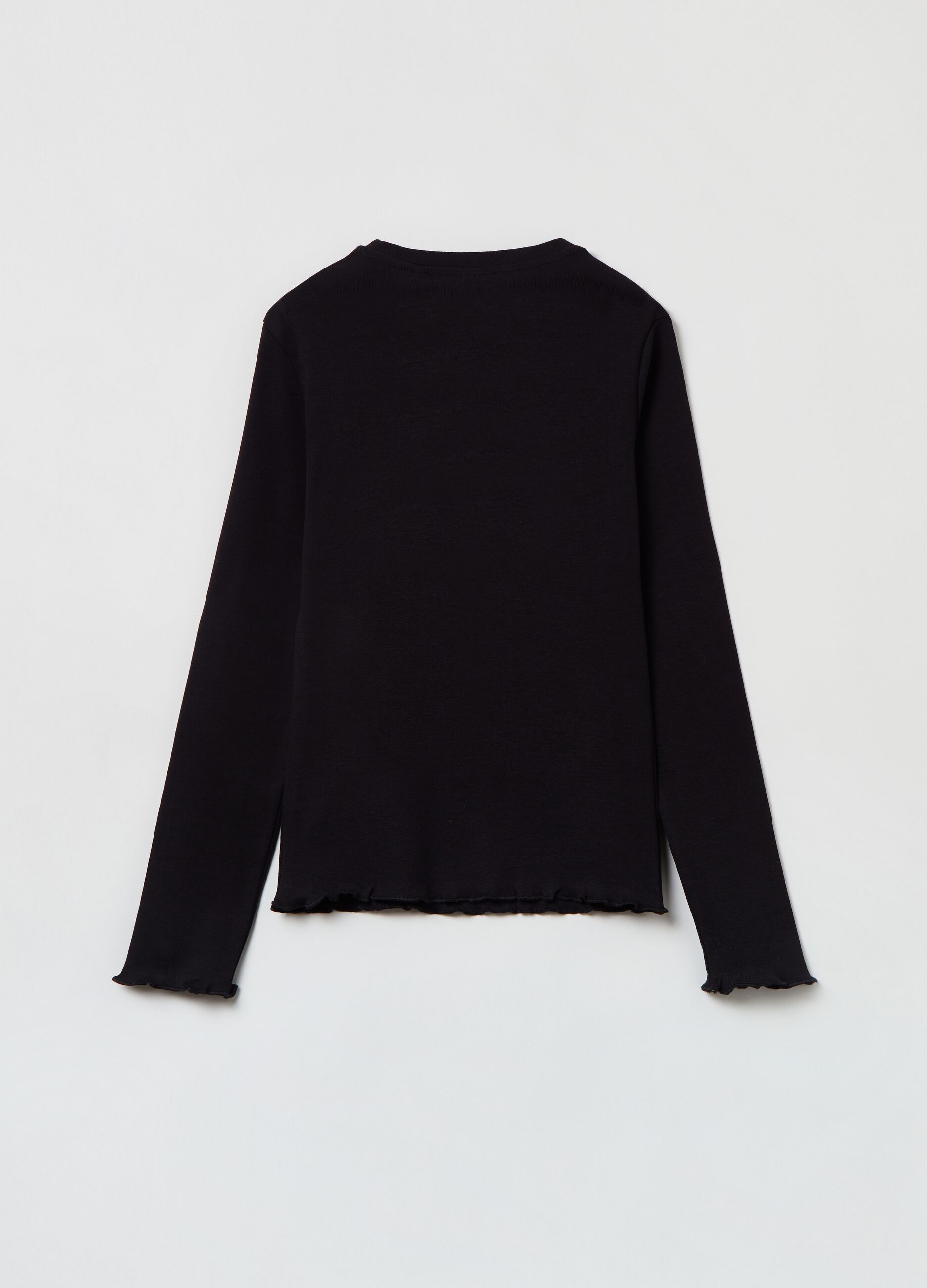 Ovs Long-Sleeved T-Shirt With Scalloped Trims Ovs Long-Sleeved T-Shirt With Scalloped Trims