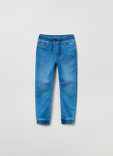 Ovs Stretch Denim Joggers With Drawstring