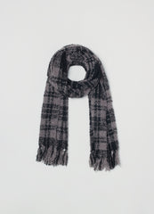 Ovs Womens Bouclã© Scarf With Tartan Pattern