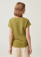 Ovs Womens Cowl Neck Ruched Side Seam T-Shirt