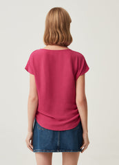 Ovs Womens Cowl Neck Ruched Side Seam T-Shirt