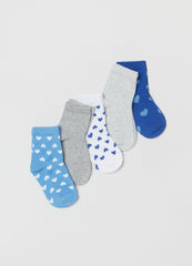 Ovs Five-Pair Pack Short Socks With Hearts Design
