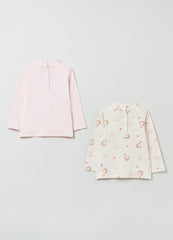 Ovs Baby Girl Two-Pack Cotton T-Shirts With High Neck