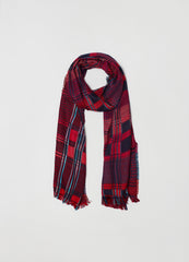 Ovs Womens Check Pattern Scarf With Fringe