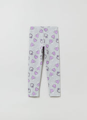 Ovs Kids Girl Leggings In Stretch Cotton With Heart Print