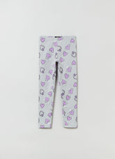 Ovs Kids Girl Leggings In Stretch Cotton With Heart Print