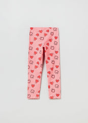 Ovs Kids Girl Leggings In Stretch Cotton With Heart Print
