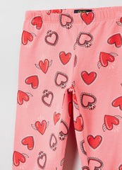 Ovs Kids Girl Leggings In Stretch Cotton With Heart Print