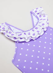 Ovs Kids Girl One-Piece Swimsuit With Flounce And Polka Dot Print