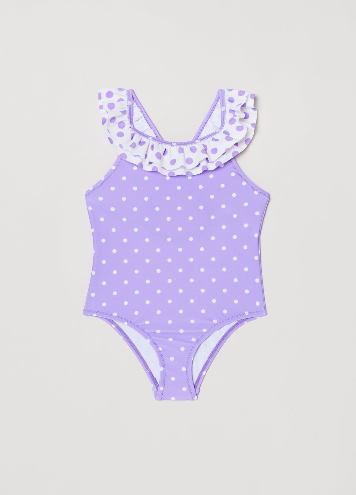 Ovs Kids Girl One-Piece Swimsuit With Flounce And Polka Dot Print