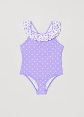 Ovs Kids Girl One-Piece Swimsuit With Flounce And Polka Dot Print
